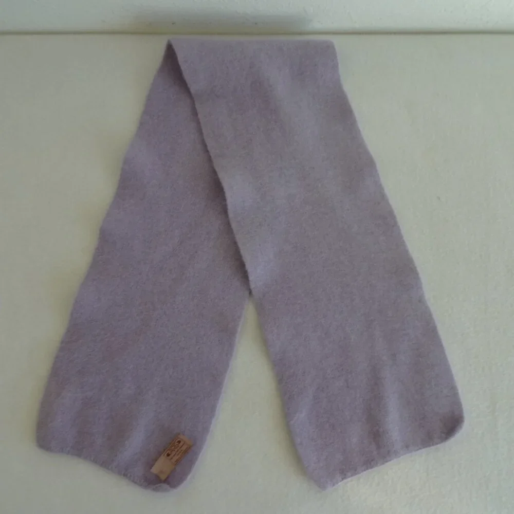 Vintage Angora and Lambs Wool Scarf 6.5” x 36” Purple Lilac Soft